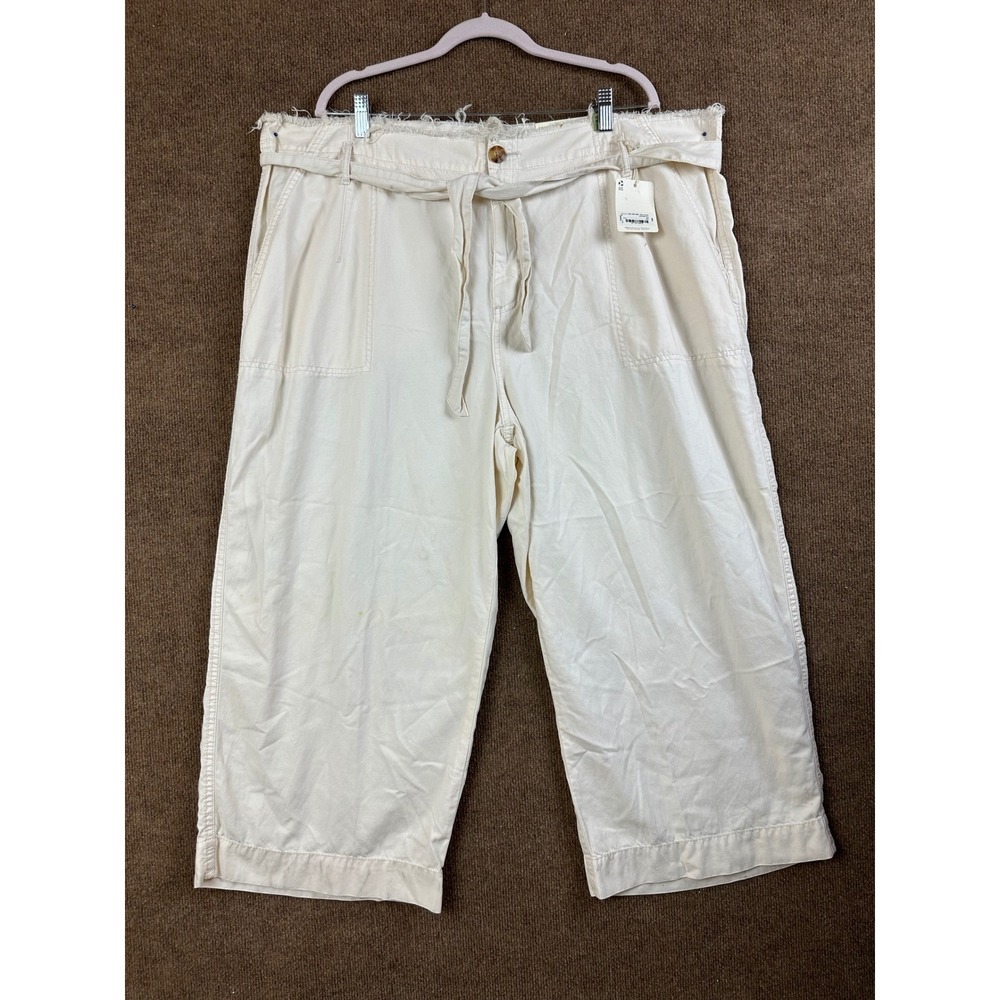 ANA A New Approach High-Rise Wide Leg Crop Pants 24W Drawstring Waist Belted
